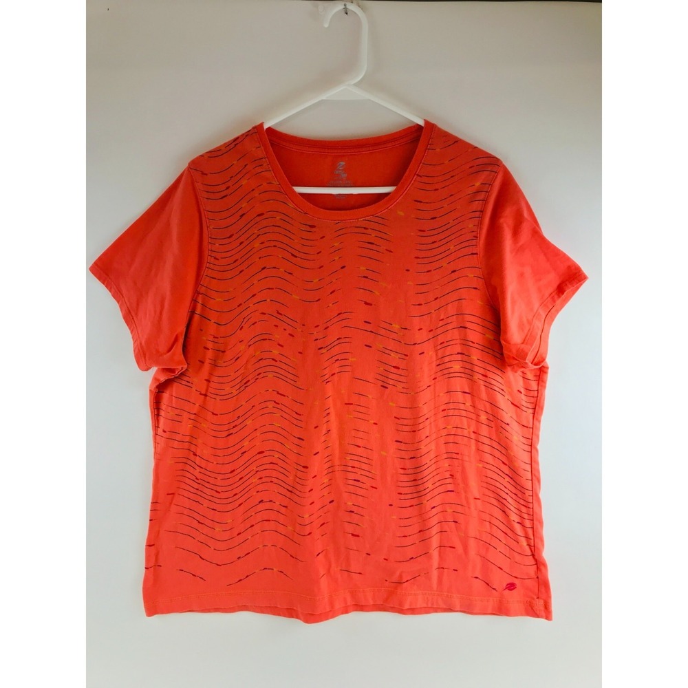 Energy Zone T-Shirt Men's Size 2X Salmon Athleticwear Wavy Stripe Short Slv Tee